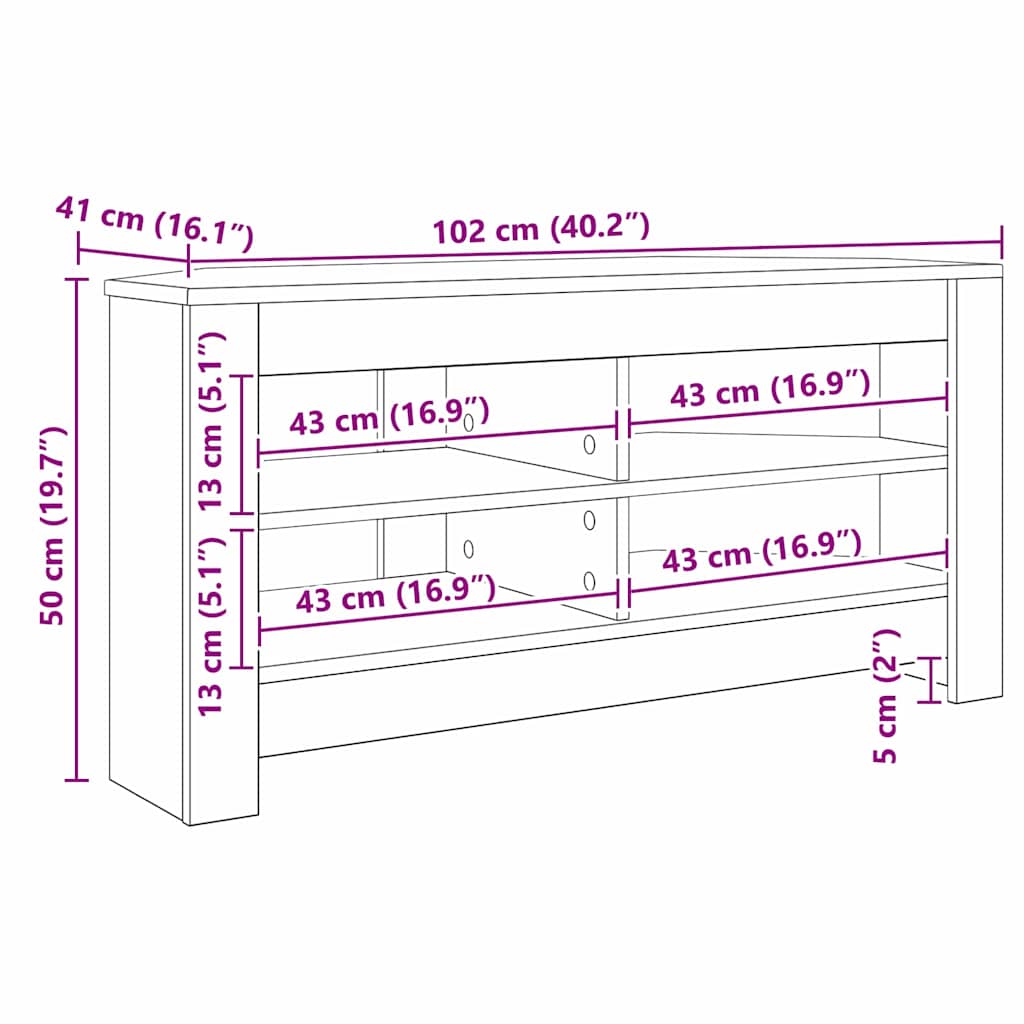 HoekTVKast Sonoma Eiken 102x40,5x45cm Bewerkt hout