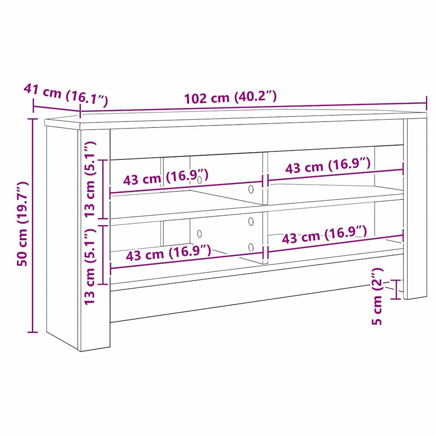 HoekTVKast Sonoma Eiken 102x40,5x45cm Bewerkt hout