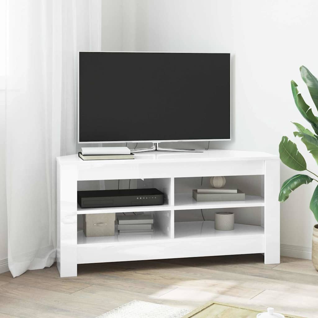 HoekTVKast Hoogglans Wit 102x40,5x45cm Bewerkt hout