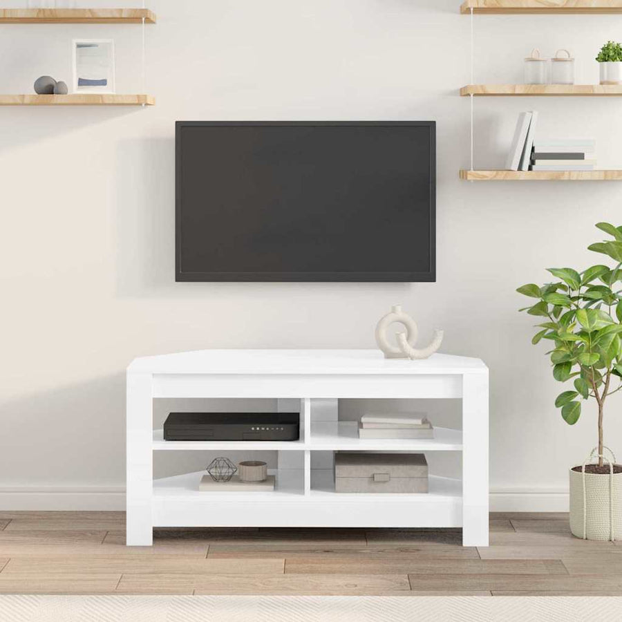 HoekTVKast Hoogglans Wit 102x40,5x45cm Bewerkt hout