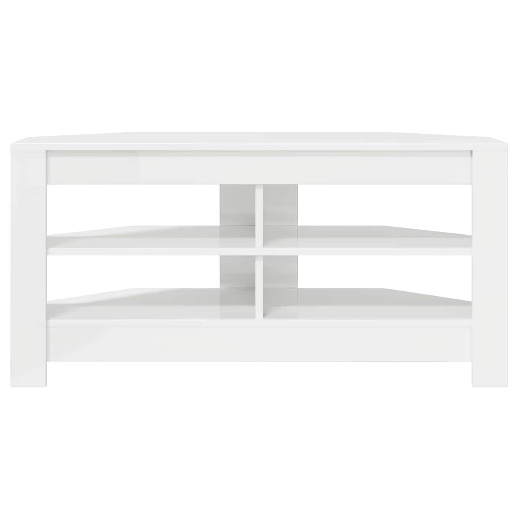 HoekTVKast Hoogglans Wit 102x40,5x45cm Bewerkt hout