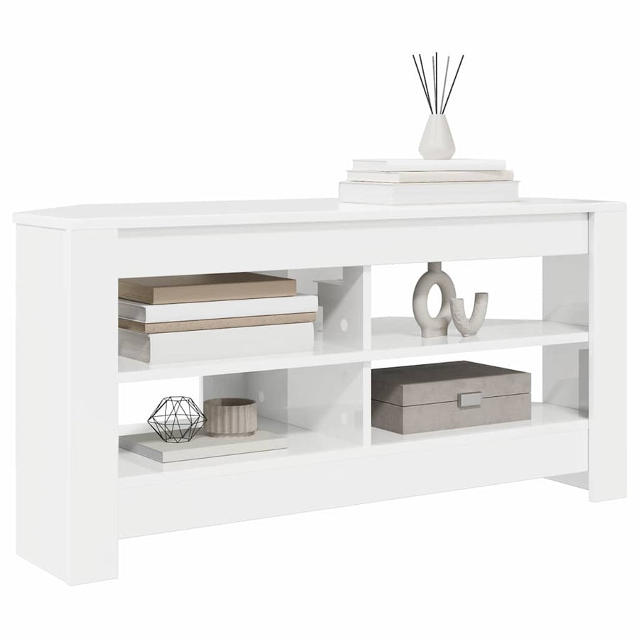 HoekTVKast Hoogglans Wit 102x40,5x45cm Bewerkt hout