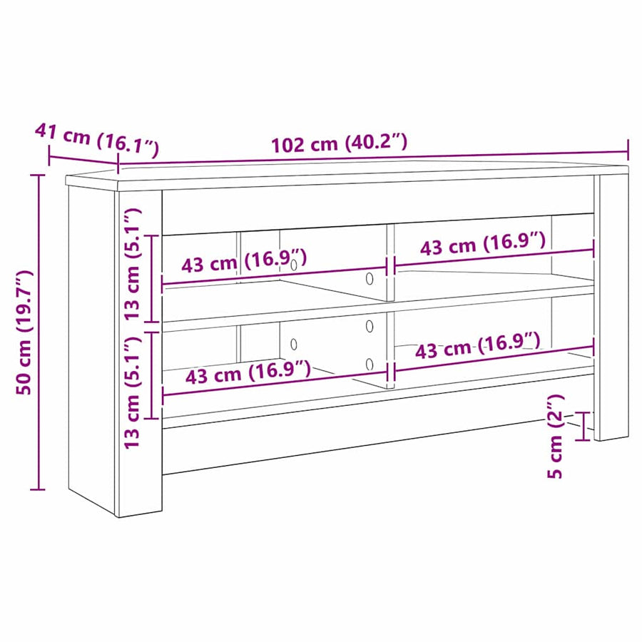 HoekTVKast Hoogglans Wit 102x40,5x45cm Bewerkt hout