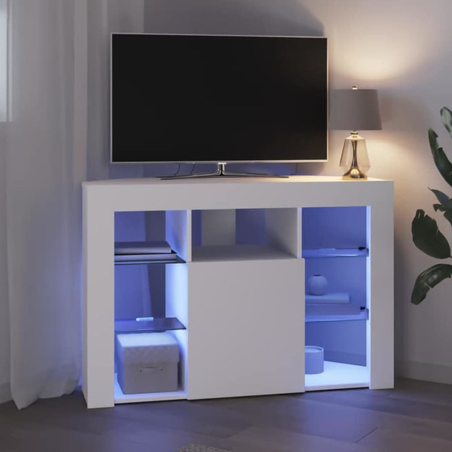 Hoek LED TV Kast Wandgemonteerd Wit 100x40x68cm Bewerkt hout