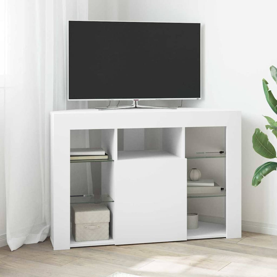 Hoek LED TV Kast Wandgemonteerd Wit 100x40x68cm Bewerkt hout