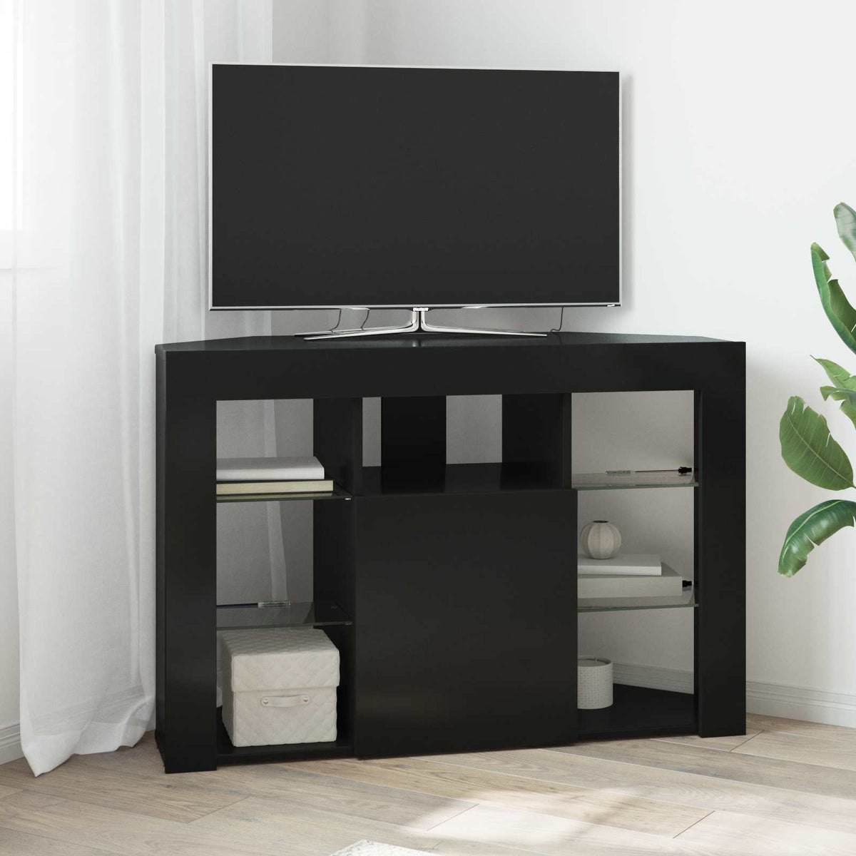 Hoek LED TV Kast 100x40x68cm Zwart Bewerkt hout