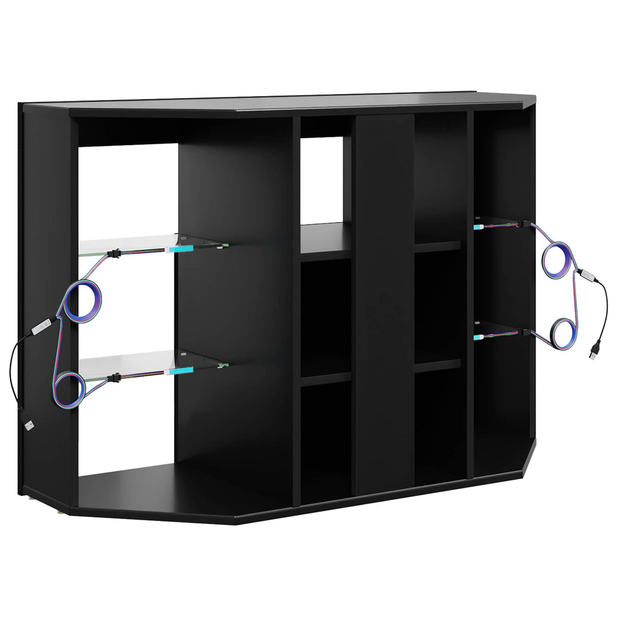 Hoek LED TV Kast 100x40x68cm Zwart Bewerkt hout