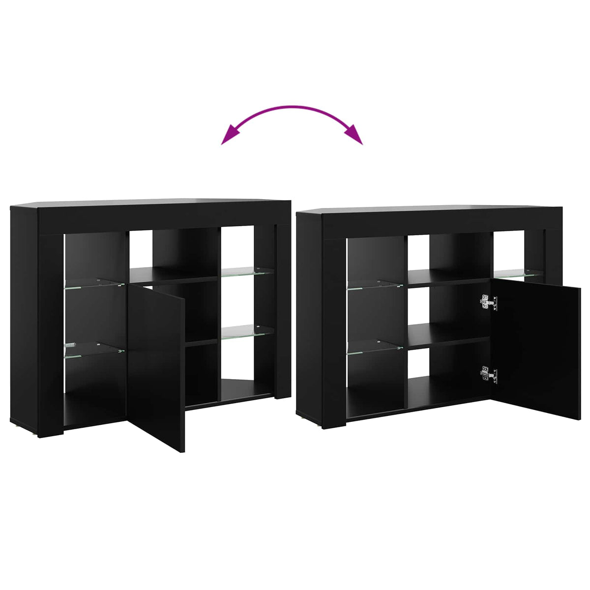Hoek LED TV Kast 100x40x68cm Zwart Bewerkt hout