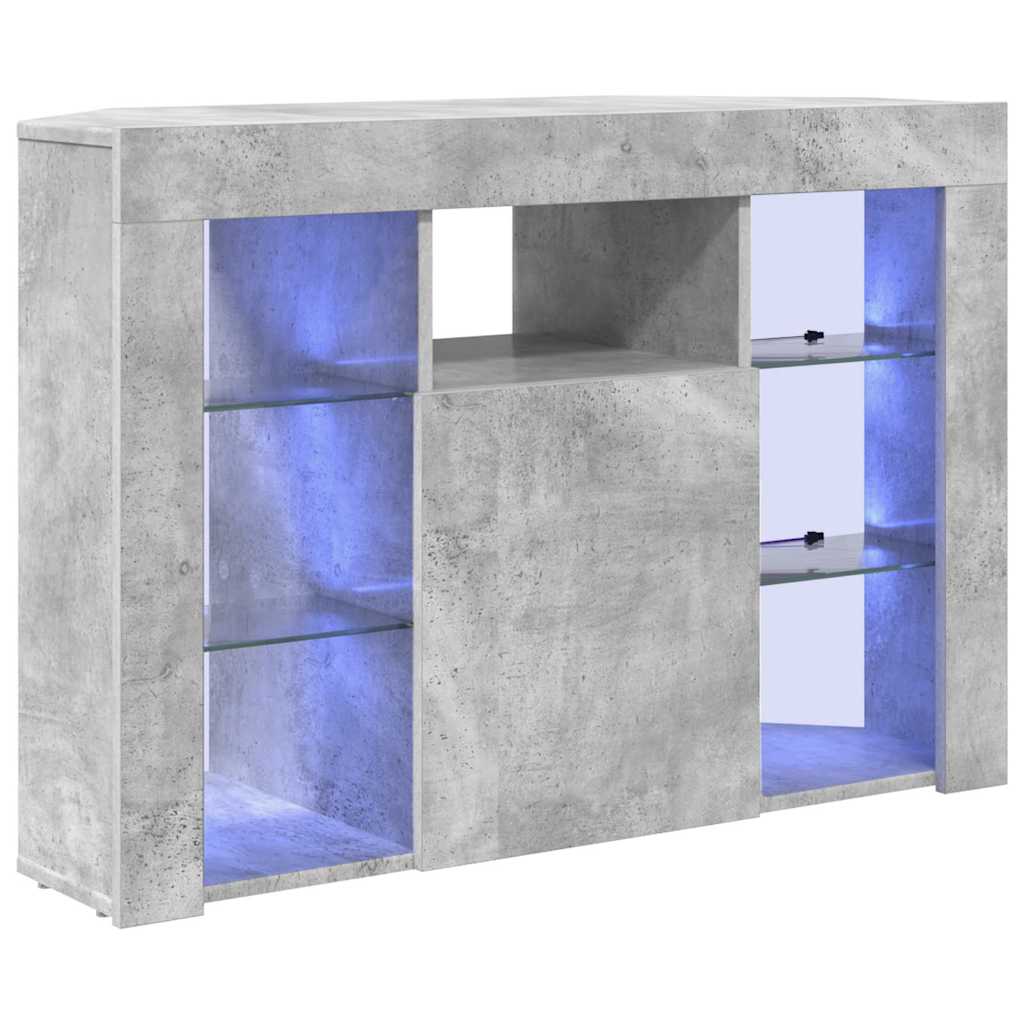 Hoek LED TV Kast Beton Grijs 103 x 40 x 68 cm Bewerkt hout