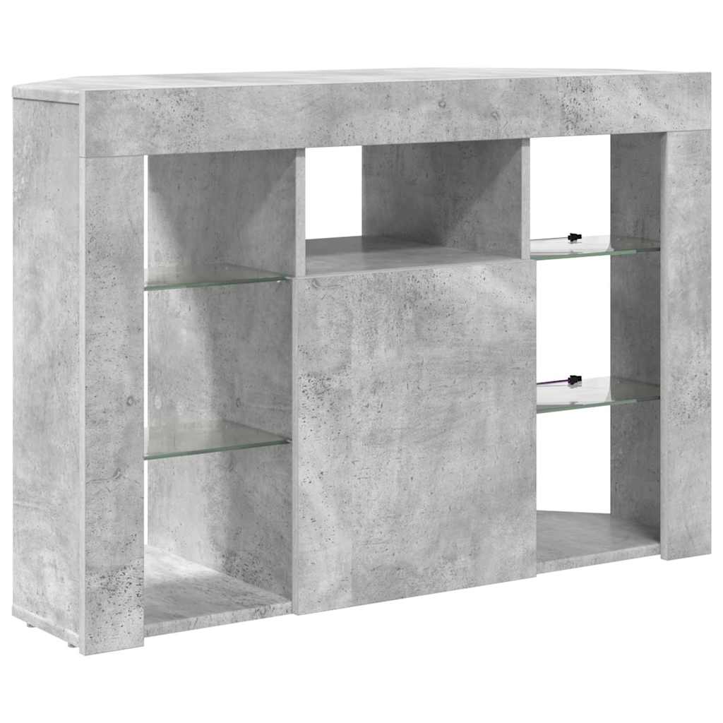 Hoek LED TV Kast Beton Grijs 103 x 40 x 68 cm Bewerkt hout