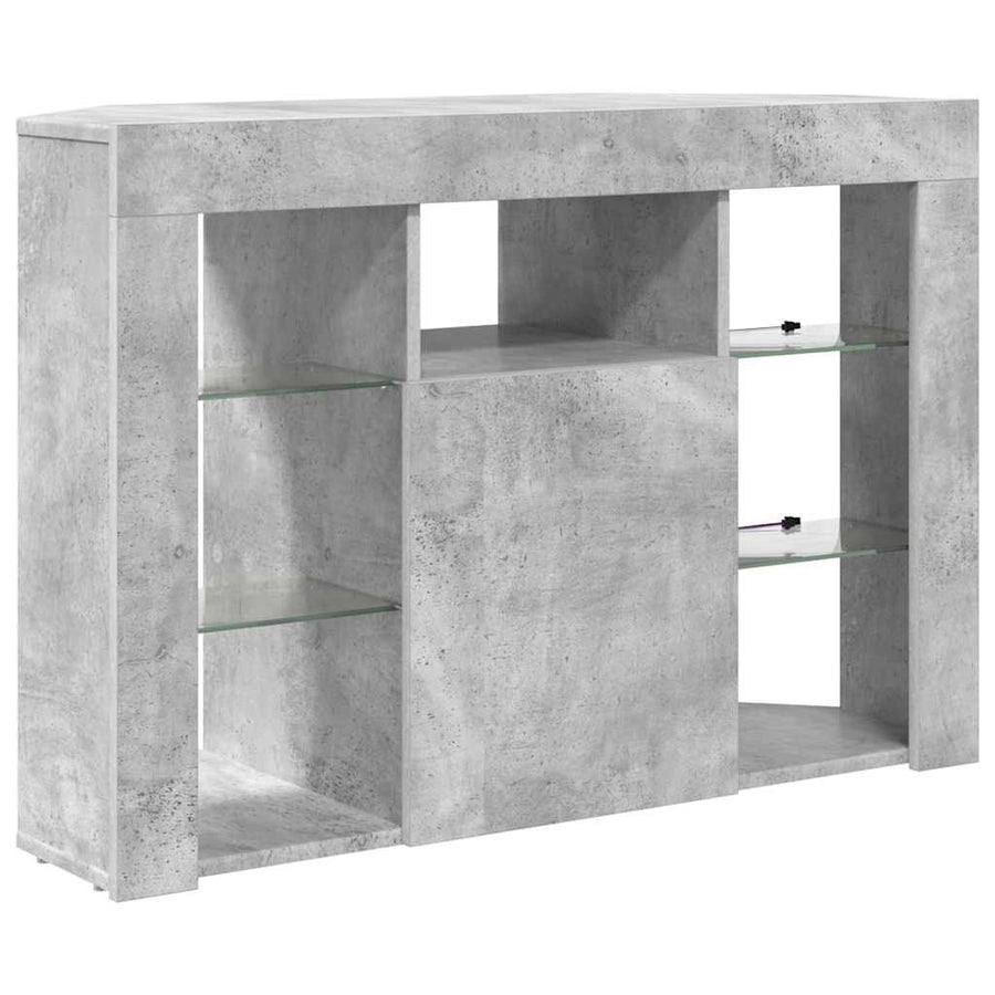 Hoek LED TV Kast Beton Grijs 103 x 40 x 68 cm Bewerkt hout