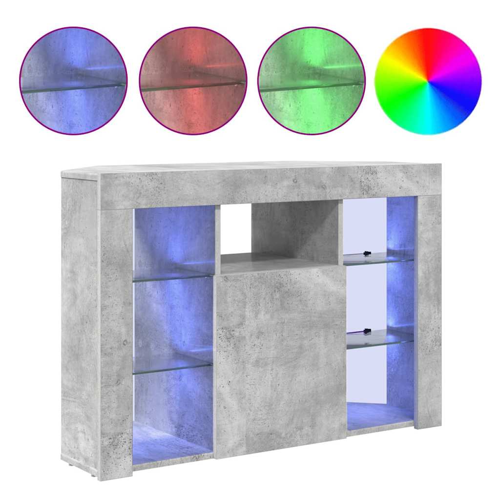 Hoek LED TV Kast Beton Grijs 103 x 40 x 68 cm Bewerkt hout