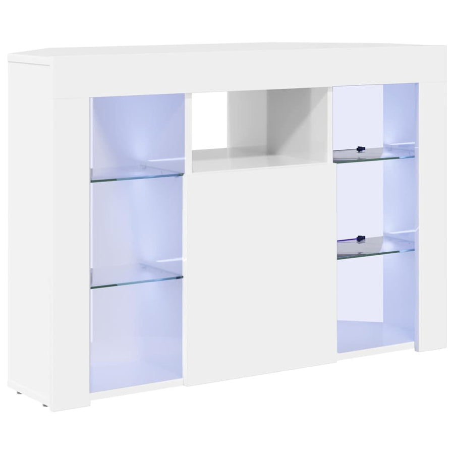 Hoek LED TV Kast Hoogglans Wit 104 x 40 x 68 cm Bewerkt hout