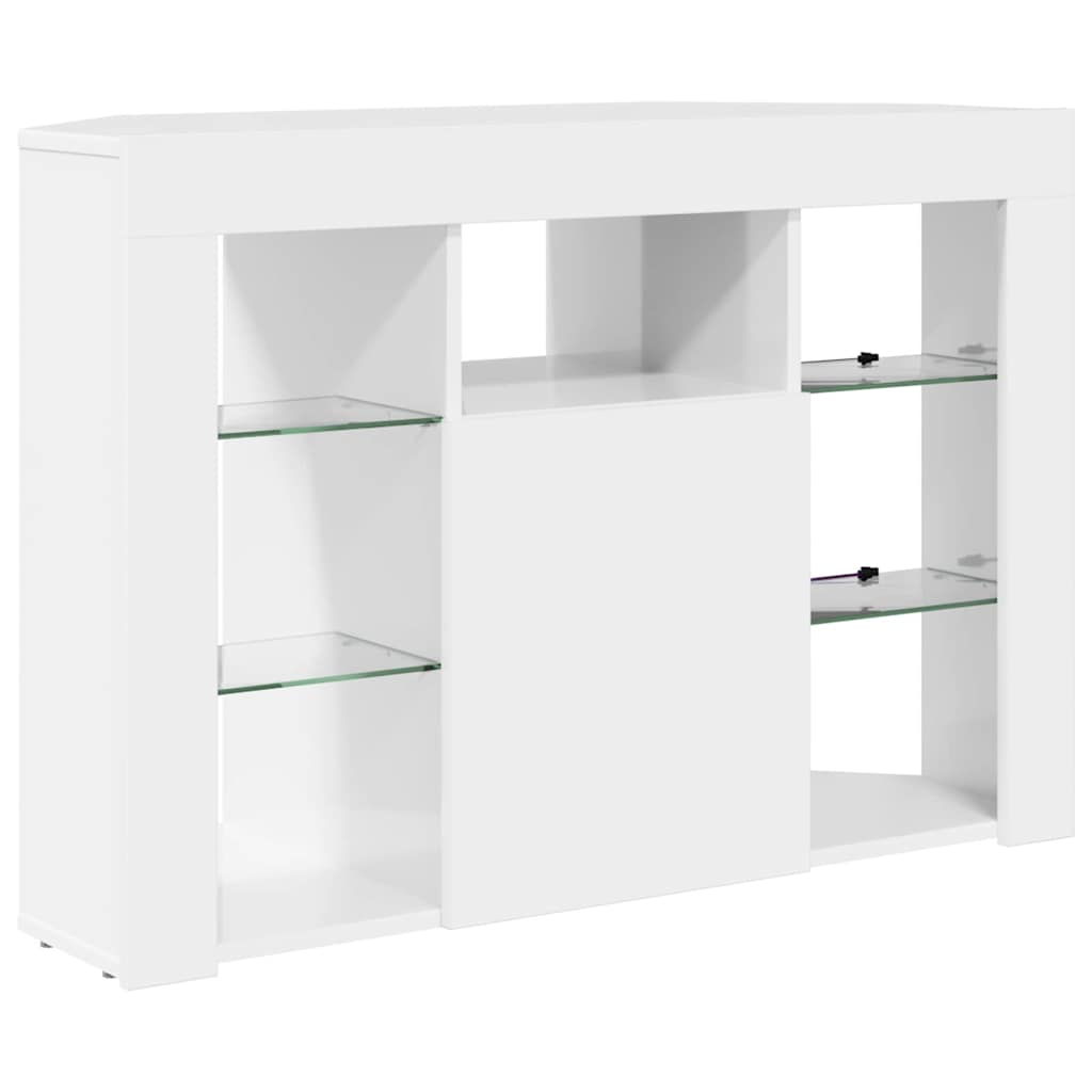 Hoek LED TV Kast Hoogglans Wit 104 x 40 x 68 cm Bewerkt hout
