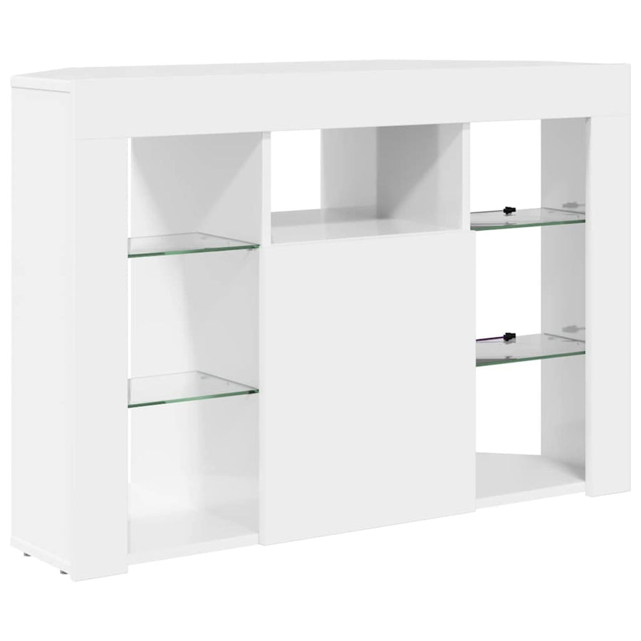 Hoek LED TV Kast Hoogglans Wit 104 x 40 x 68 cm Bewerkt hout