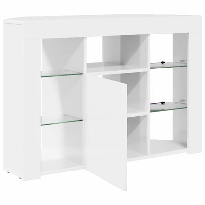 Hoek LED TV Kast Hoogglans Wit 104 x 40 x 68 cm Bewerkt hout