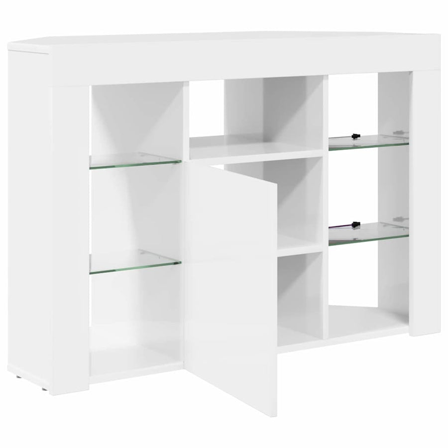 Hoek LED TV Kast Hoogglans Wit 104 x 40 x 68 cm Bewerkt hout