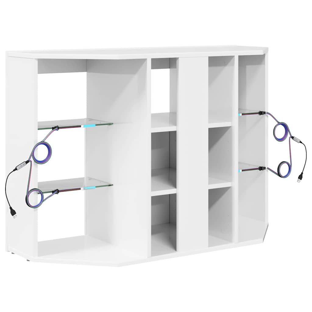 Hoek LED TV Kast Hoogglans Wit 104 x 40 x 68 cm Bewerkt hout
