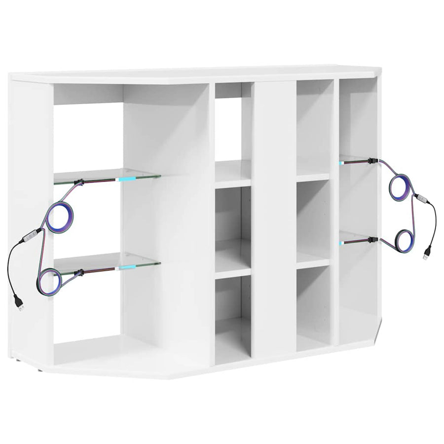 Hoek LED TV Kast Hoogglans Wit 104 x 40 x 68 cm Bewerkt hout