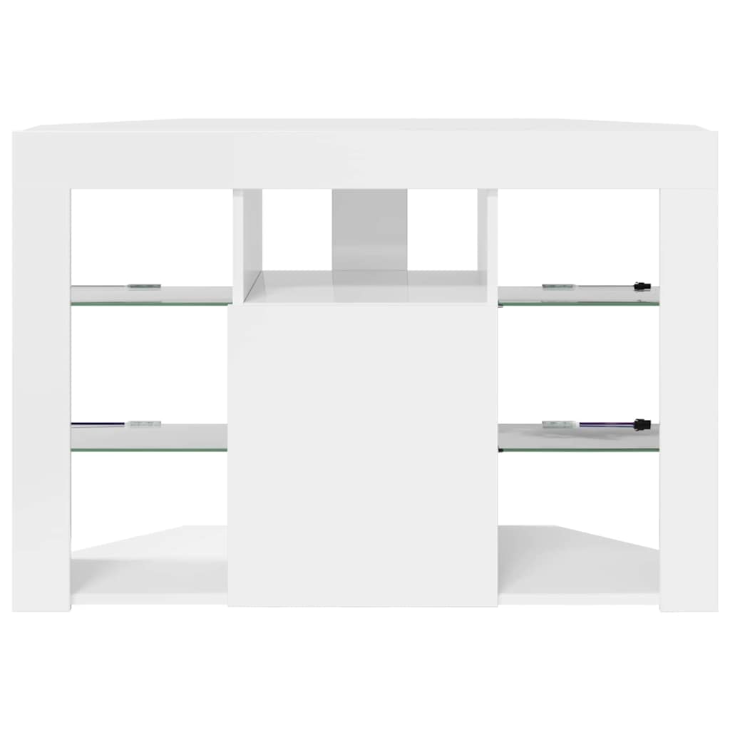 Hoek LED TV Kast Hoogglans Wit 104 x 40 x 68 cm Bewerkt hout
