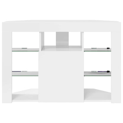Hoek LED TV Kast Hoogglans Wit 104 x 40 x 68 cm Bewerkt hout