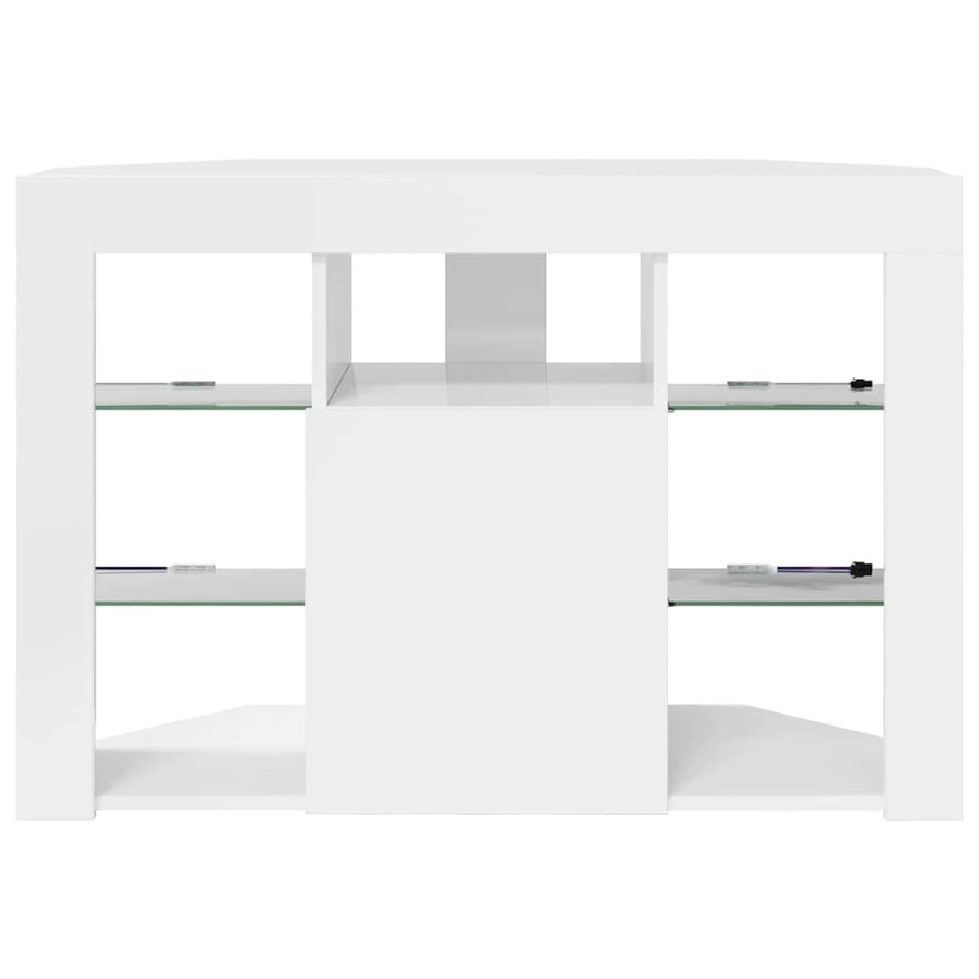 Hoek LED TV Kast Hoogglans Wit 104 x 40 x 68 cm Bewerkt hout