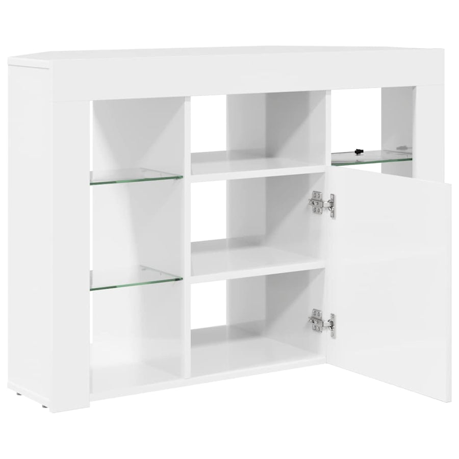 Hoek LED TV Kast Hoogglans Wit 104 x 40 x 68 cm Bewerkt hout