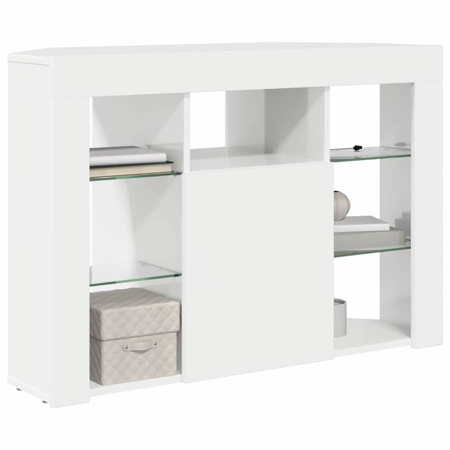 Hoek LED TV Kast Hoogglans Wit 104 x 40 x 68 cm Bewerkt hout