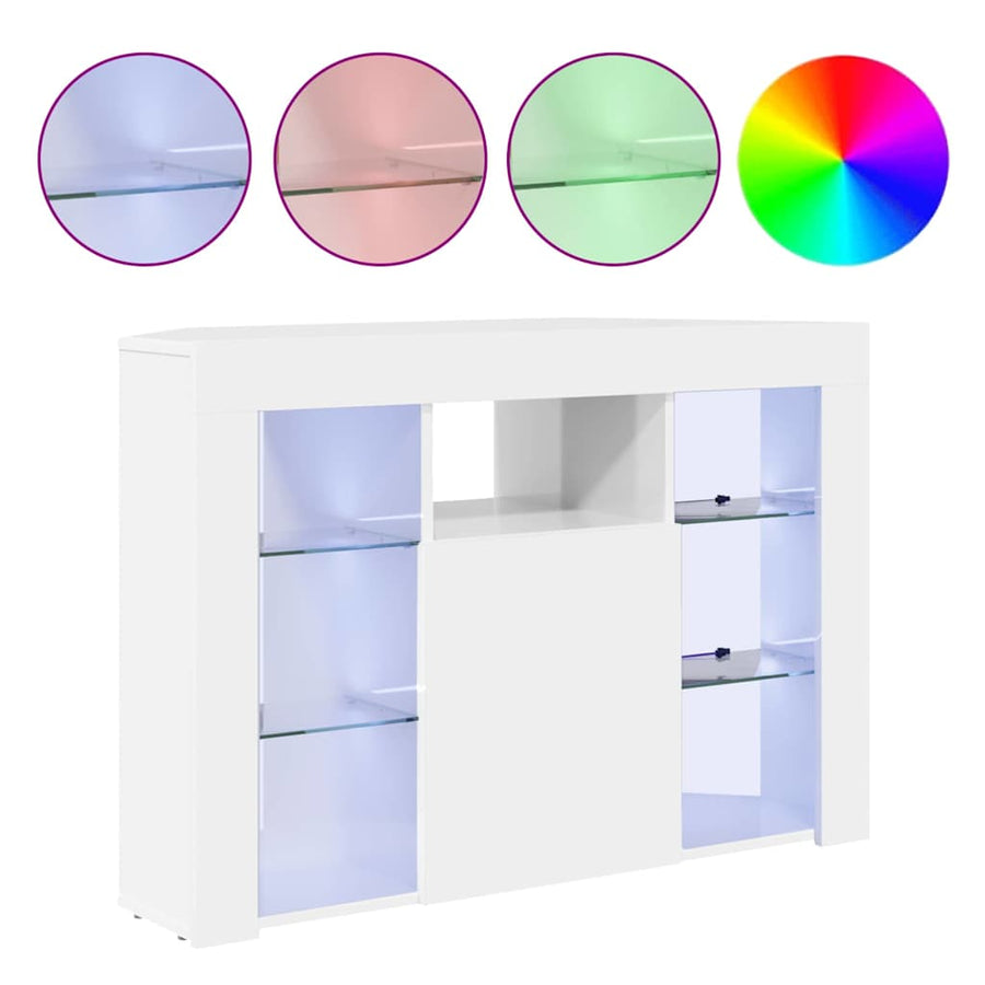 Hoek LED TV Kast Hoogglans Wit 104 x 40 x 68 cm Bewerkt hout