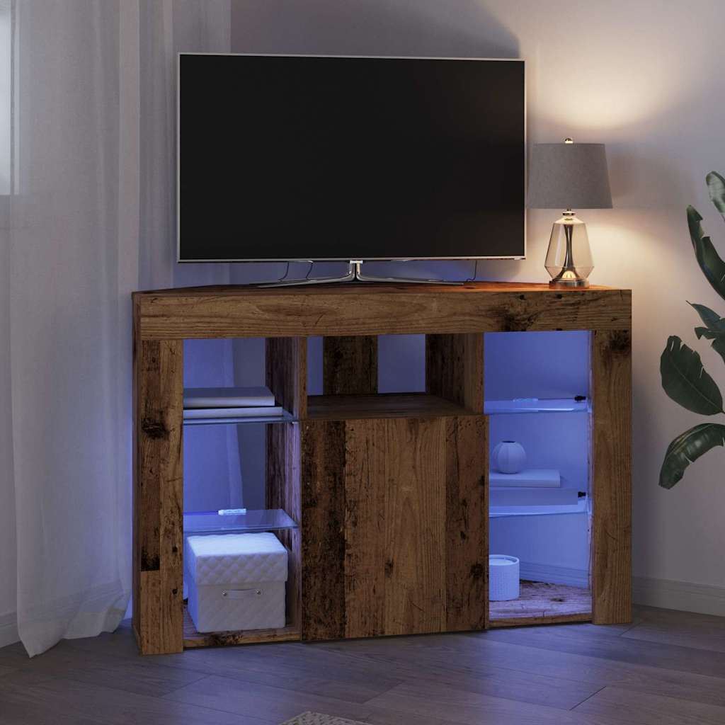 Hoek LED TV Kast 100x40x68cm Oudhout Bewerkt hout
