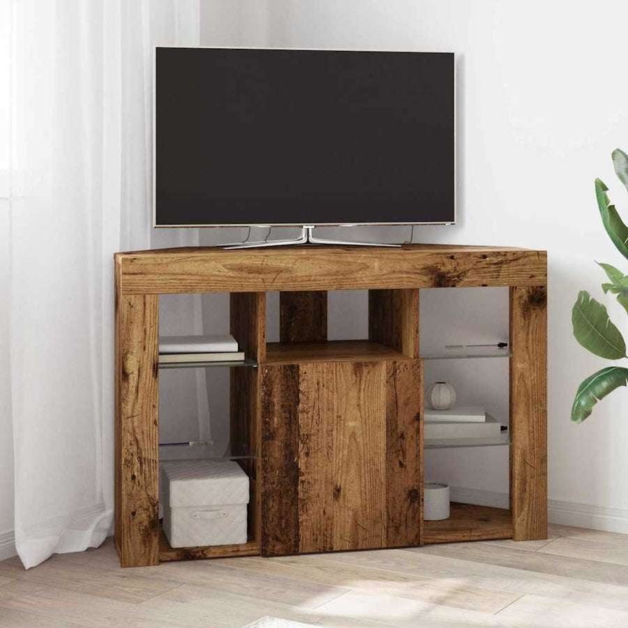 Hoek LED TV Kast 100x40x68cm Oudhout Bewerkt hout