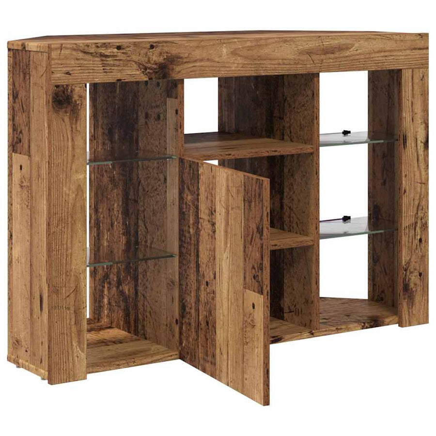 Hoek LED TV Kast 100x40x68cm Oudhout Bewerkt hout