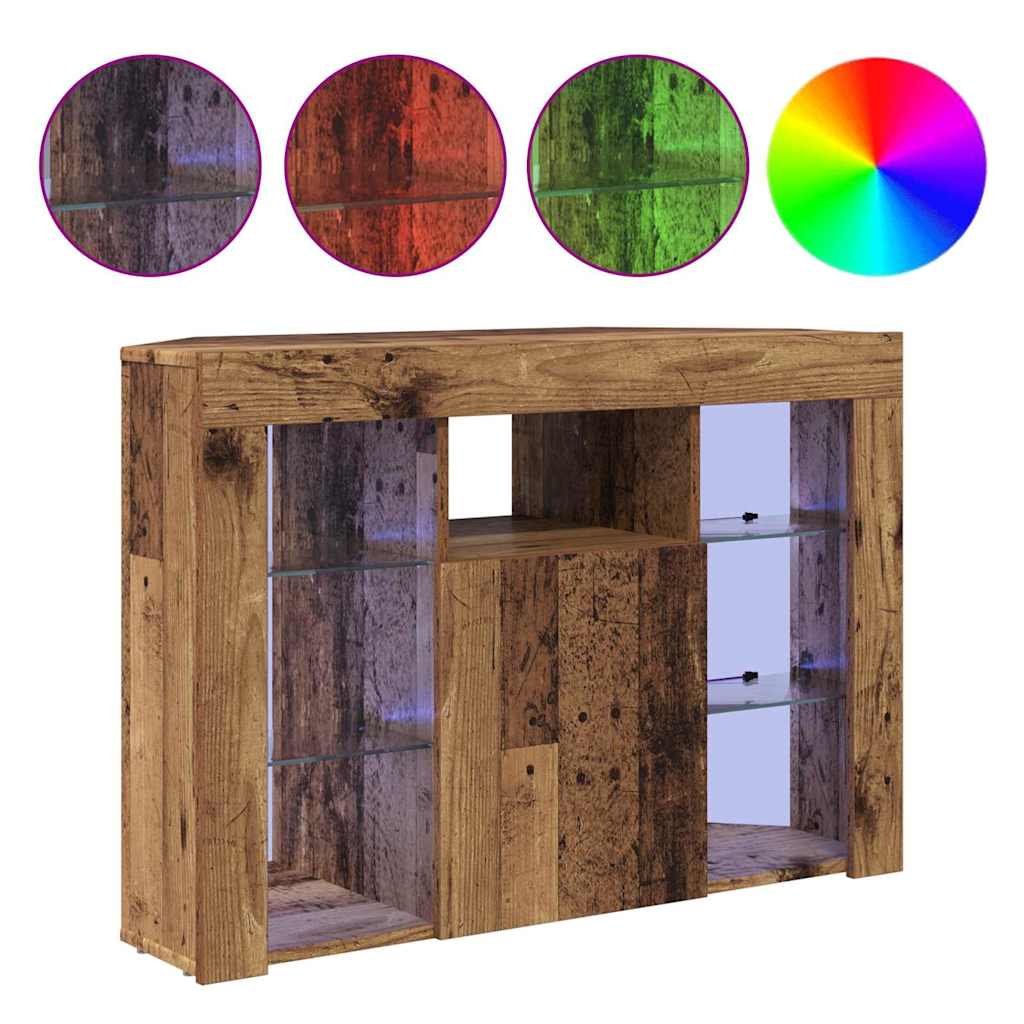 Hoek LED TV Kast 100x40x68cm Oudhout Bewerkt hout