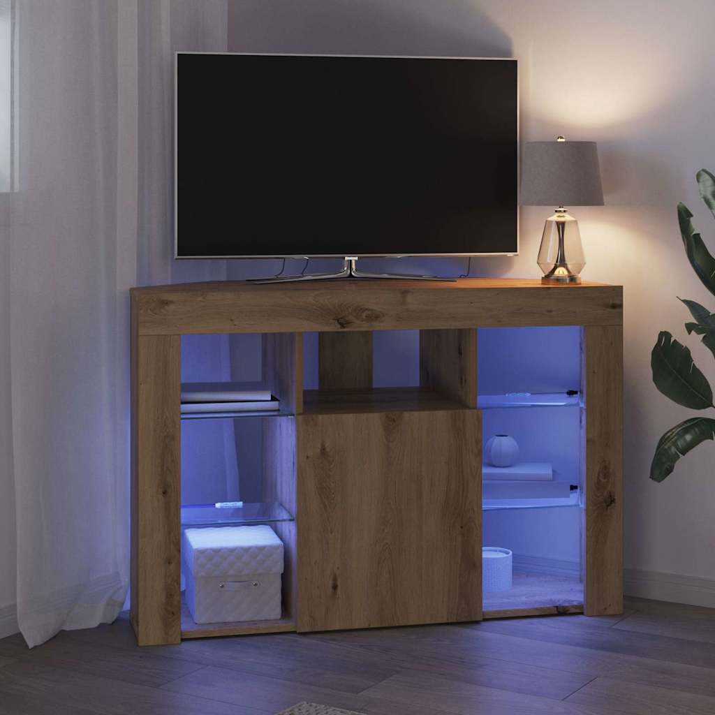 Hoek LED TV Kast Artisan Eiken 100x40x68cm Bewerkt hout