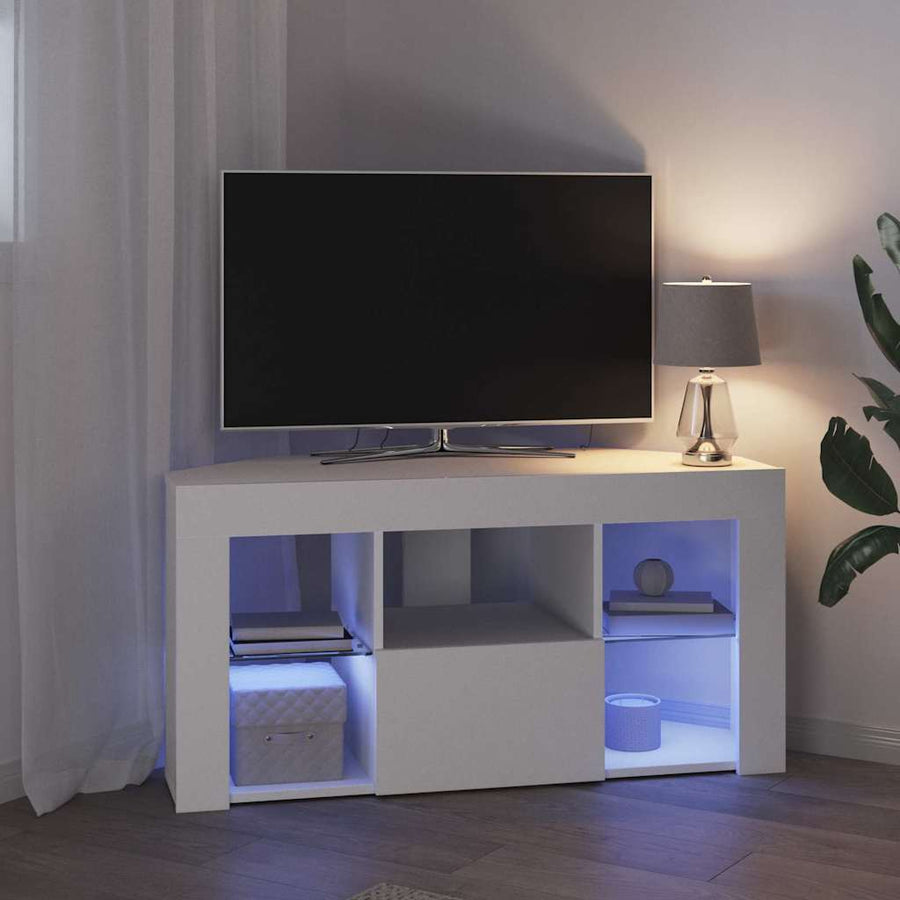 Hoek LED TV Kast Wit 100 x 40 x 50 cm Bewerkt hout