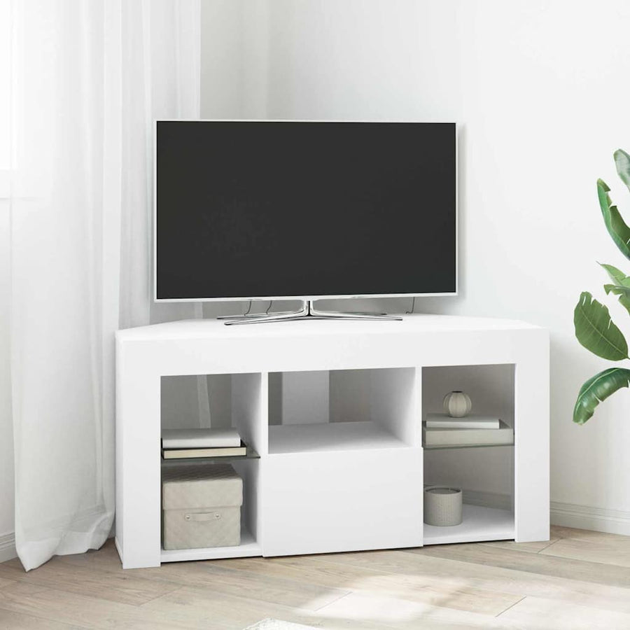 Hoek LED TV Kast Wit 100 x 40 x 50 cm Bewerkt hout