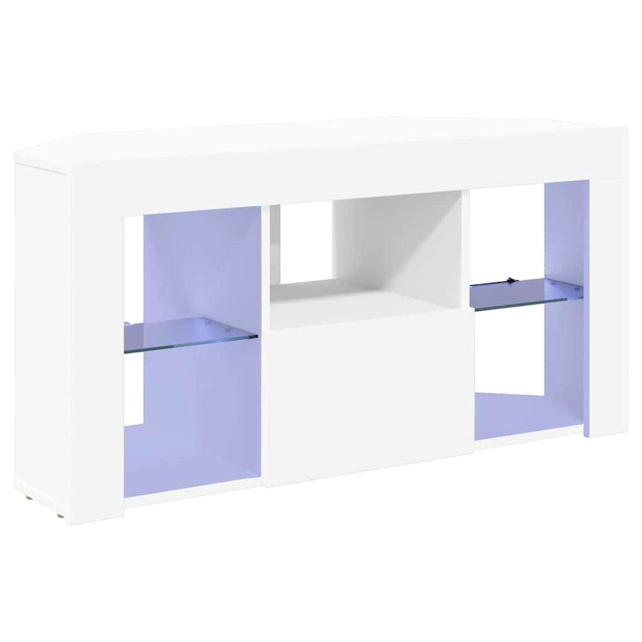 Hoek LED TV Kast Wit 100 x 40 x 50 cm Bewerkt hout