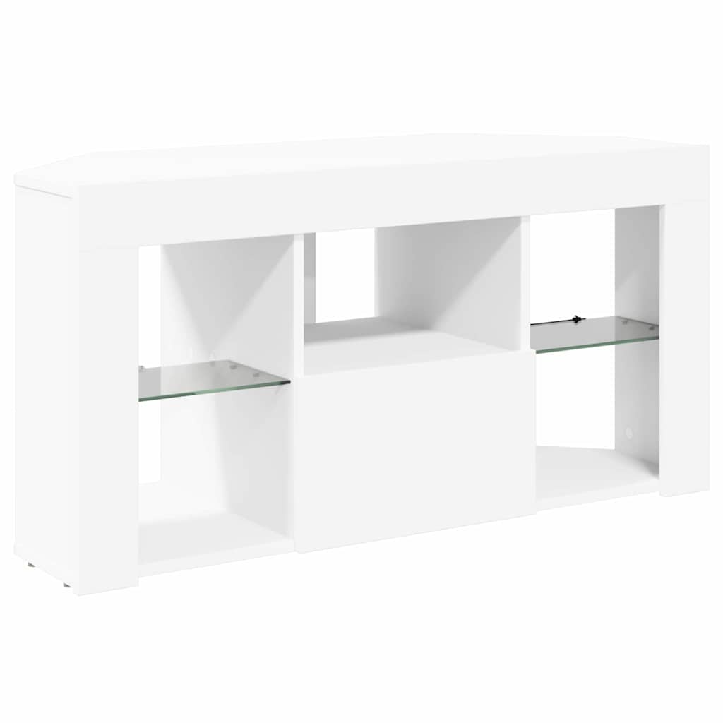Hoek LED TV Kast Wit 100 x 40 x 50 cm Bewerkt hout