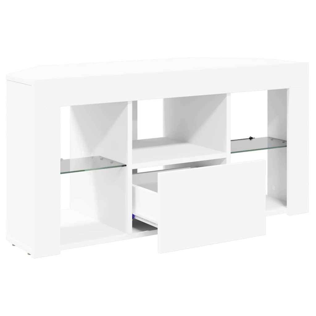 Hoek LED TV Kast Wit 100 x 40 x 50 cm Bewerkt hout