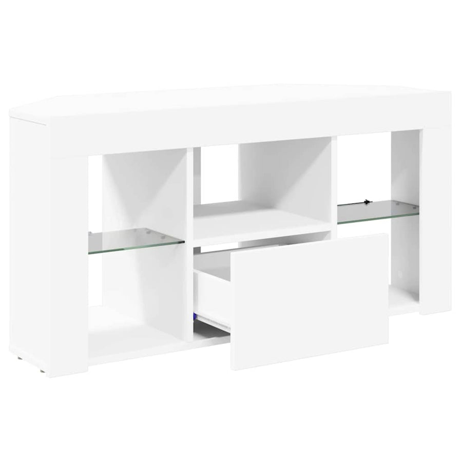 Hoek LED TV Kast Wit 100 x 40 x 50 cm Bewerkt hout