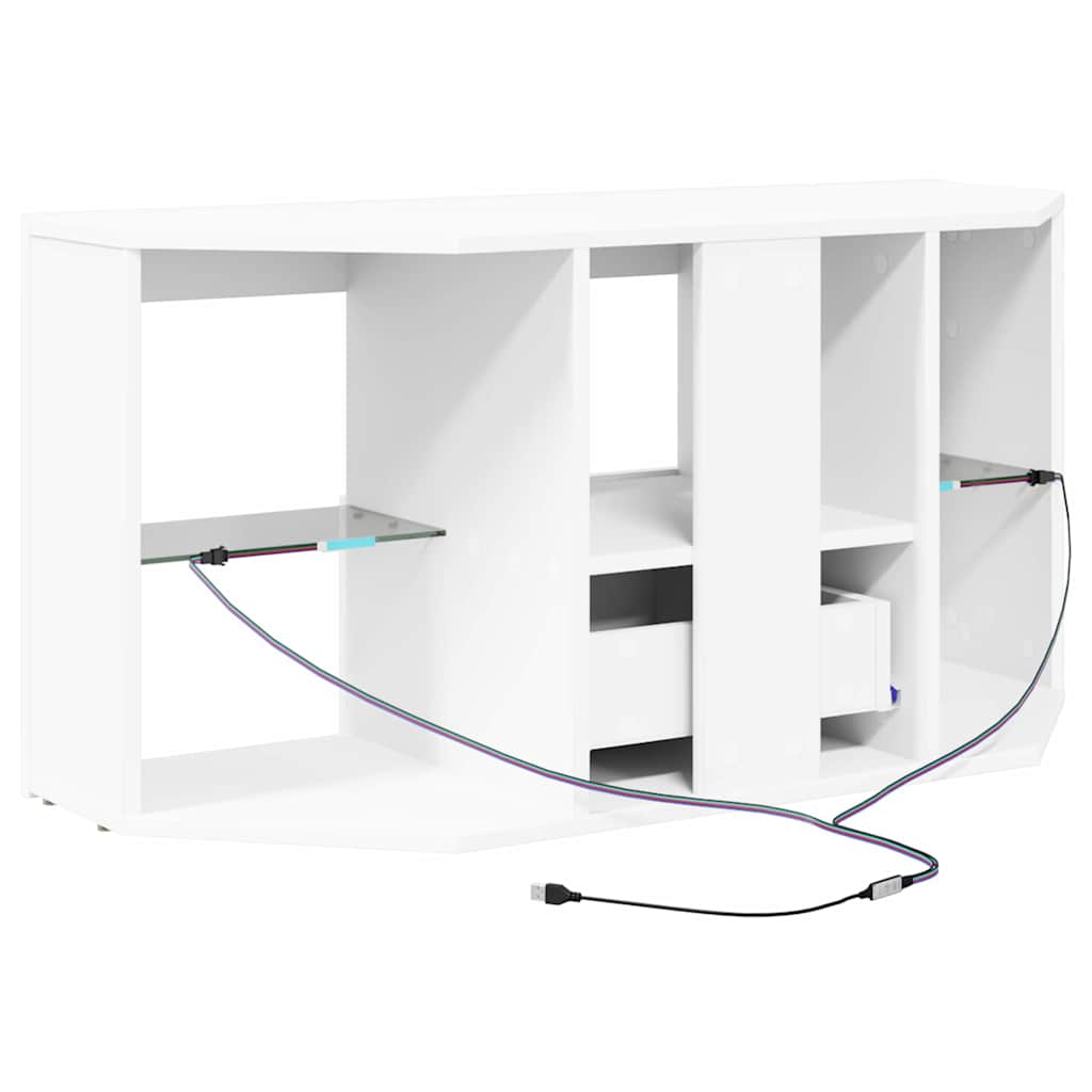 Hoek LED TV Kast Wit 100 x 40 x 50 cm Bewerkt hout