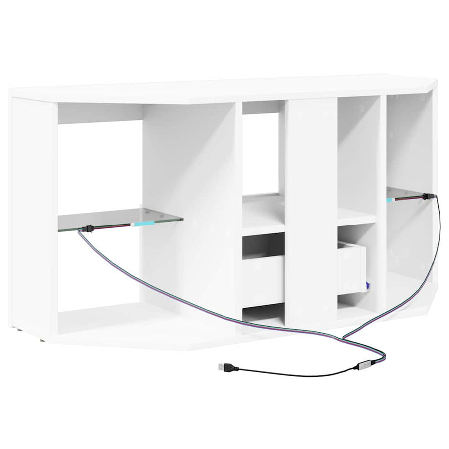 Hoek LED TV Kast Wit 100 x 40 x 50 cm Bewerkt hout