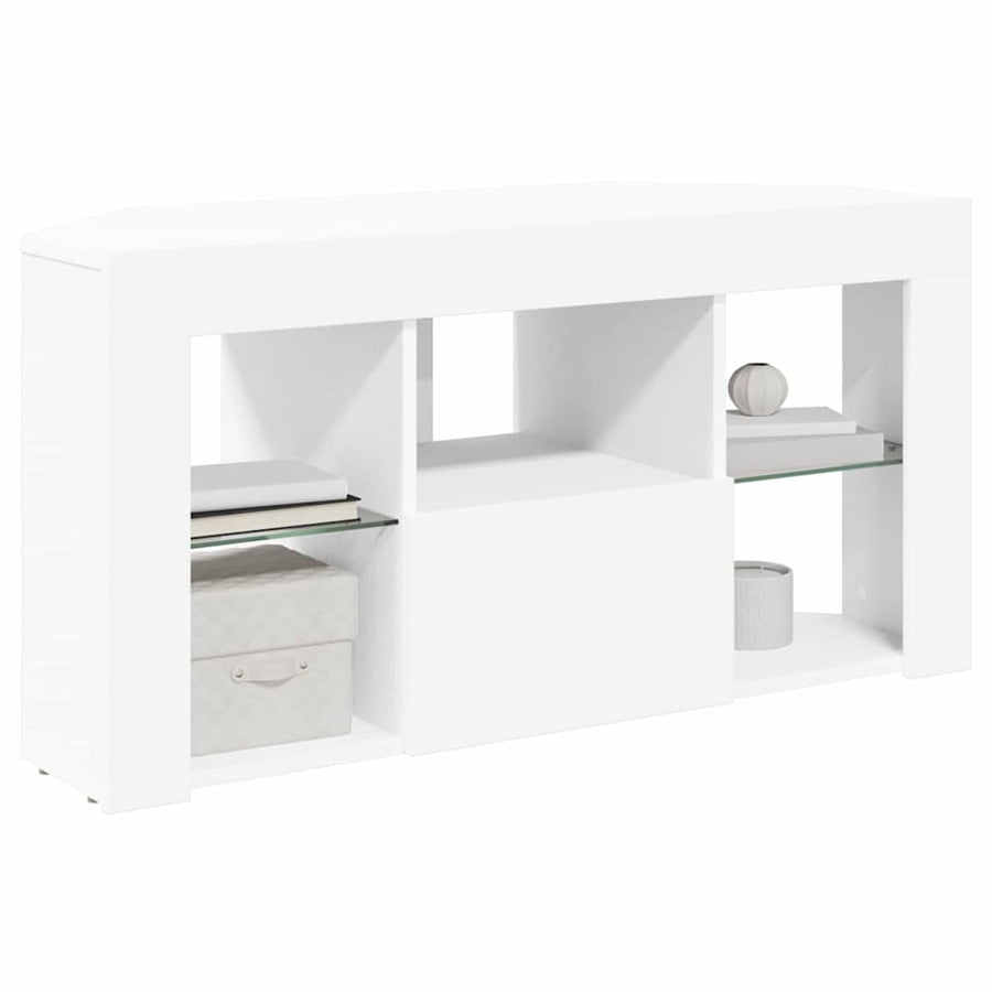 Hoek LED TV Kast Wit 100 x 40 x 50 cm Bewerkt hout
