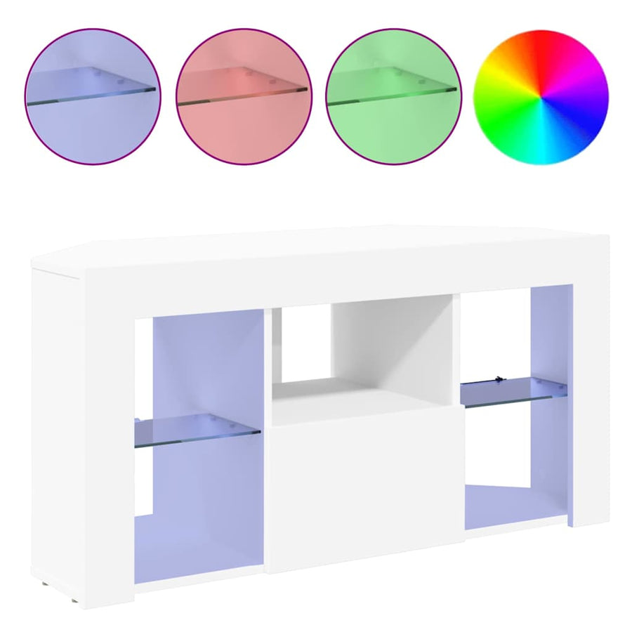 Hoek LED TV Kast Wit 100 x 40 x 50 cm Bewerkt hout