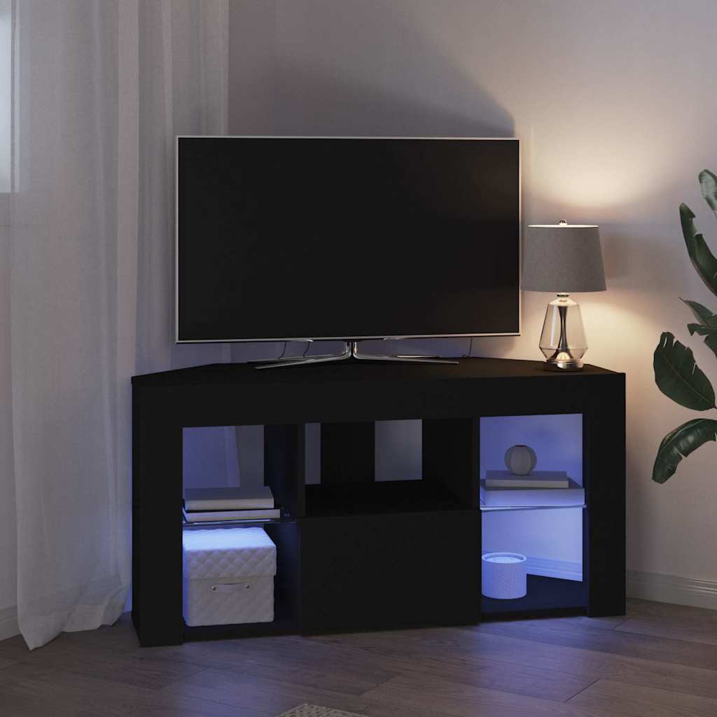 Hoek LED TV Kast Zwart 101 x 40 x 50 cm Bewerkt hout