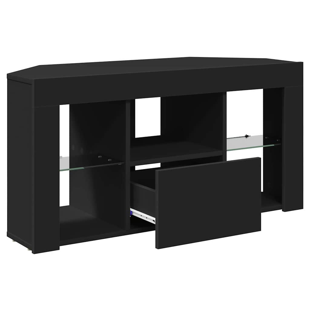 Hoek LED TV Kast Zwart 101 x 40 x 50 cm Bewerkt hout