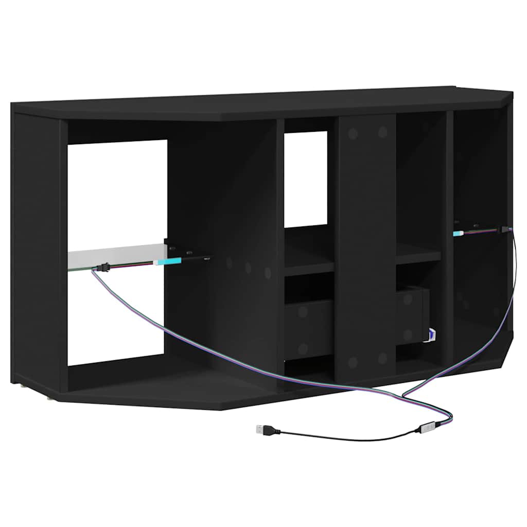 Hoek LED TV Kast Zwart 101 x 40 x 50 cm Bewerkt hout