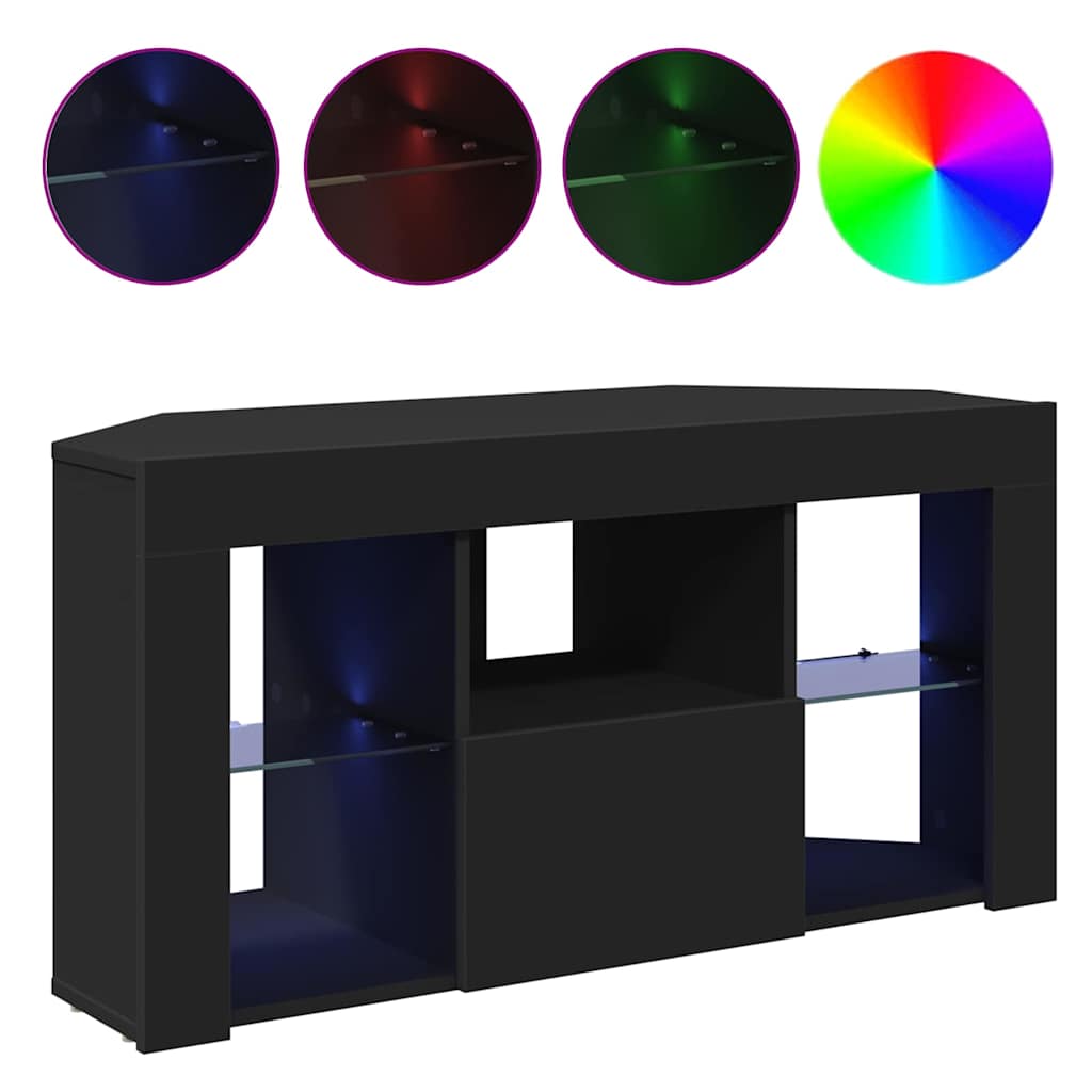 Hoek LED TV Kast Zwart 101 x 40 x 50 cm Bewerkt hout
