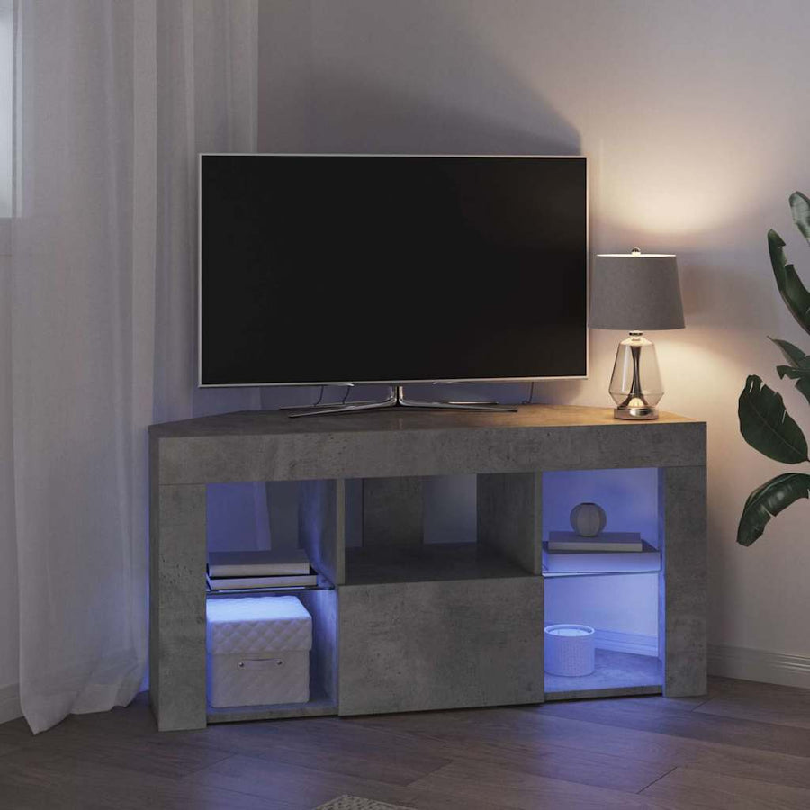 Hoek LED TV Kast 100 x 40 x 50 cm Beton Grijs Bewerkt hout