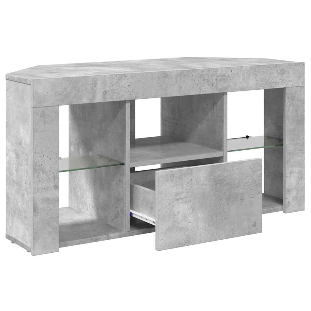 Hoek LED TV Kast 100 x 40 x 50 cm Beton Grijs Bewerkt hout